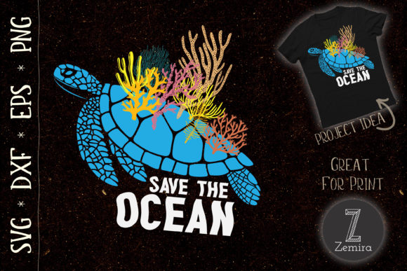 Save Our Ocean Turtle Graphics for T-Shirt Designs