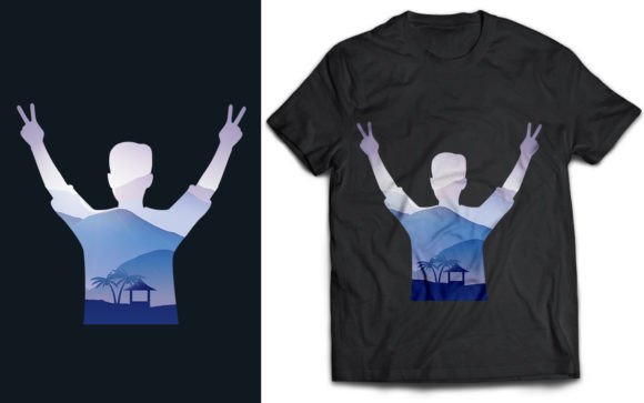 The Man and Nature Landscape Graphic: A Design Asset for T-Shirt Designs & Brand Content