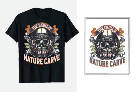 The Skulls Nature Carve Skull T-shirt Design for Web Graphics